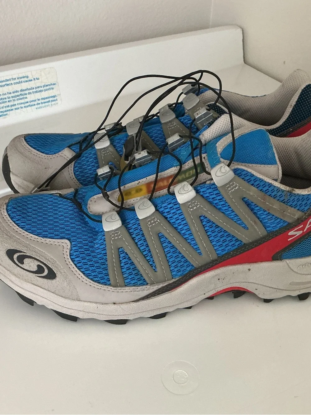 Salomon XA Pro 2 Blue Gray Red Hiking Running Shoes Sz 8.5